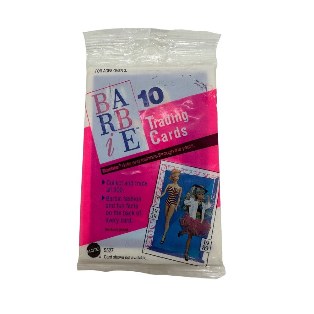 Barbie Trading Cards 1990's Pak 10 Sealed DAMAGED Wax coating Fun Facts